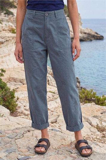 Petite Cotton Embroidered Trouser 18118936