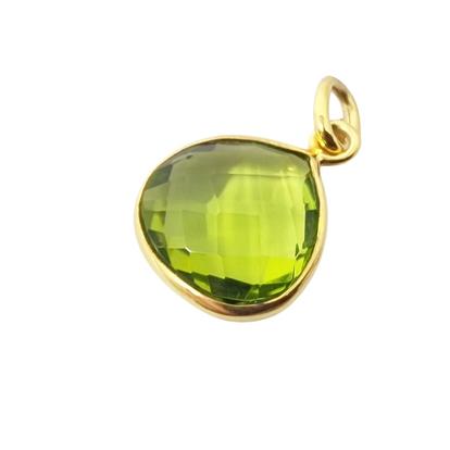 Green Gold Plated Shiny Peridot August Birthstone Pendant