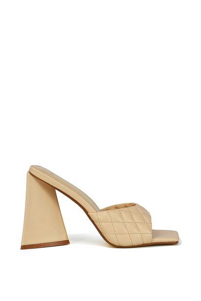 Black 'Maylin' Quilted Square Toe Sculptured Flared High Heels