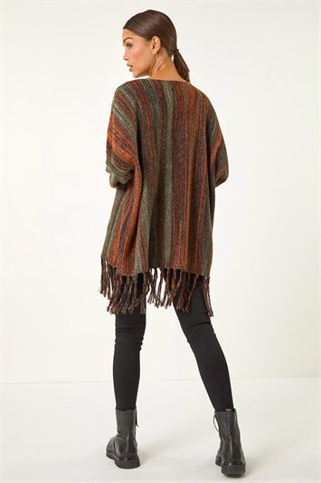 Ombre Vertical Stripe Fringe Jumper 16160481