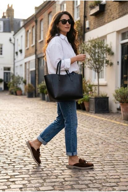 Black Mia Womens Suede Loafer Mules