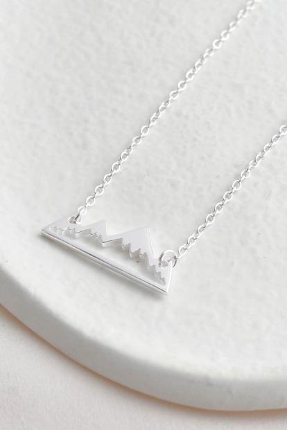 Metallic Sterling Silver Snow Capped Mountain Necklace