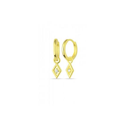 Metallic Sterling Silver Rhombus Pave Spike Drop Earring