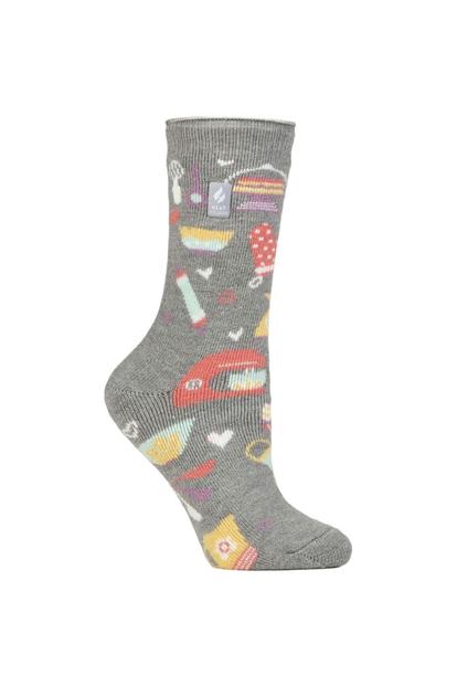 Black Wo's Novelty Fleece-Lined Thermal Hobby Socks For Winter