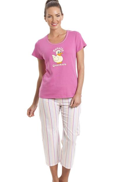 Pink Duck Character Capri Cotton Pyjama Set