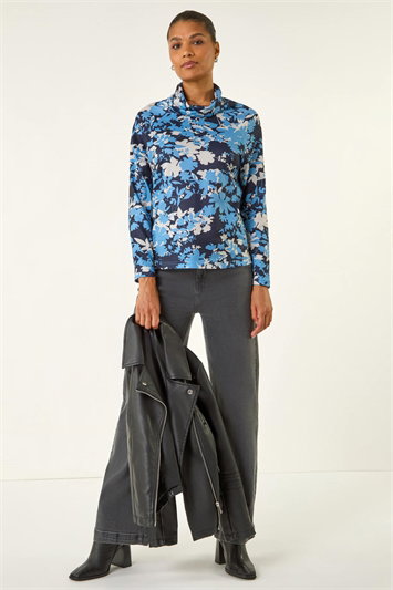 Floral Print Cowl Neck Top 19442409