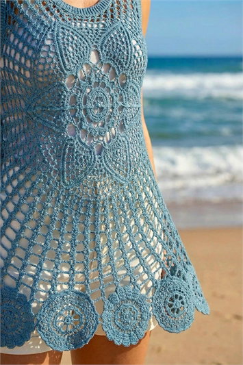 Longline Crochet Knit Vest 16340429