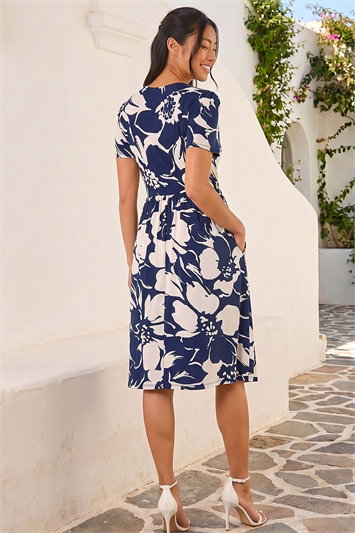 Petite Floral V-Neck Stretch Dress 14817360