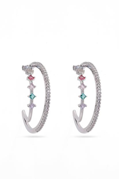 Metallic Multi Colored Hoop Earrings