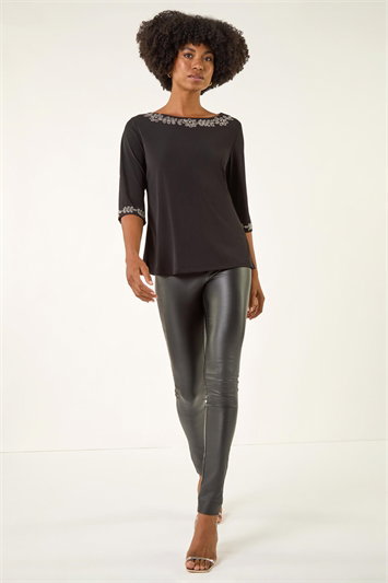 Embellished Stretch Tunic Top 19459808