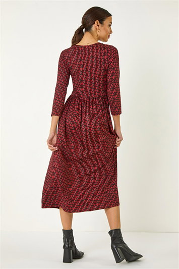 Geometric Pocket Stretch Midi Dress 14614881