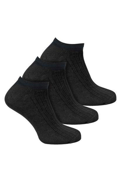 Black 3 Pack Wo 100% Cotton Trainer Socks