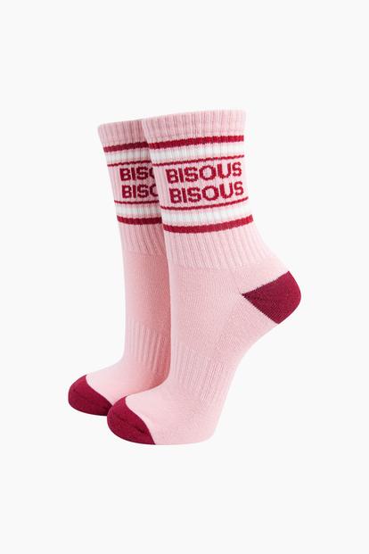 Pink Bisous Bisous Novelty Cotton Sports Socks