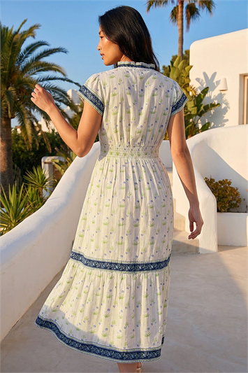 Petite Floral Print Tiered Midi Dress 14920338