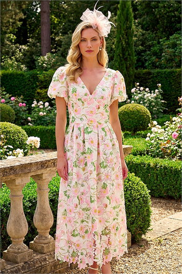 Floral Crochet Lace Midi Dress 14865838