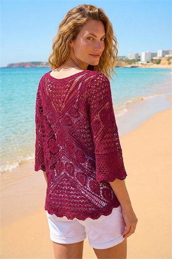 Crochet Lace V-Neck Open Knit 16213952