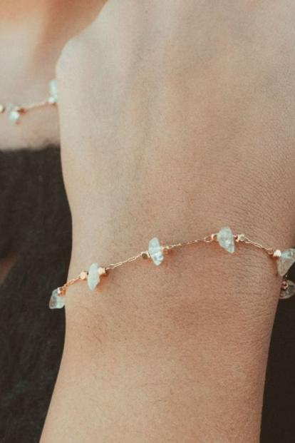 Pink Crystal Quartz Minimalist Healing Bracelet