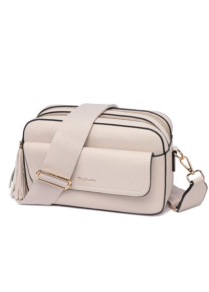 White Cross Body Front Pocket Camera Bag