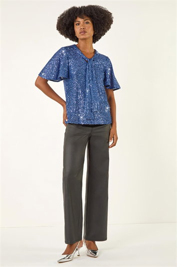 Sequin Tie Neck Top 19471609