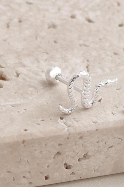 Metallic Silver Snake Cartilage Studs 20G- Single