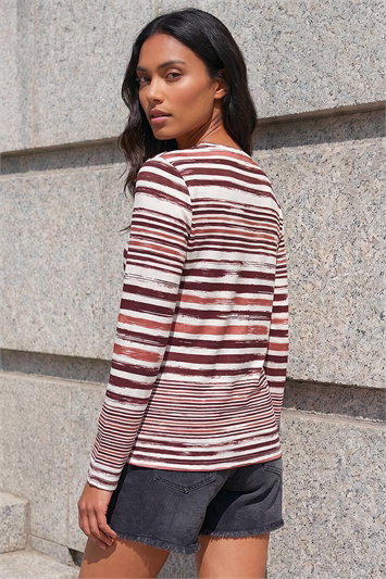 Floral Stripe Print Top 19526981