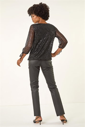 Sequin Mesh Blouson Top 19434708