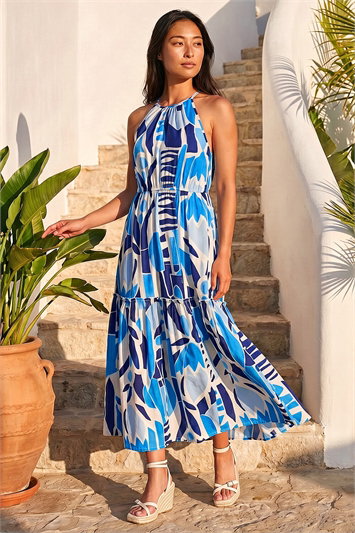 Petite Print Tiered Hem Maxi Dress 14881709