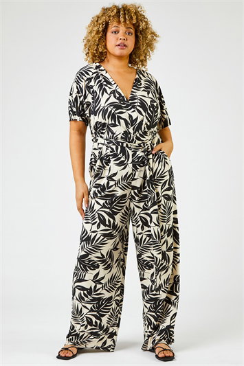 Curve Tropical Print Jumpsuit 14273408