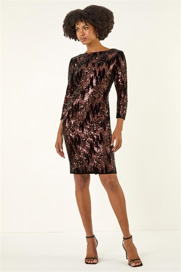 Sequin Velvet Shift Stretch Dress 14445619
