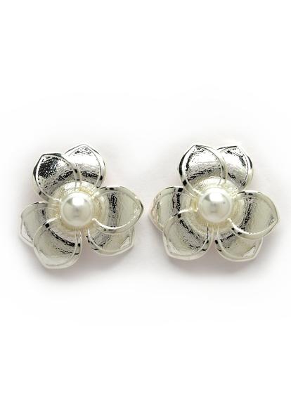 Metallic Gold-Coloured Floral Earrings