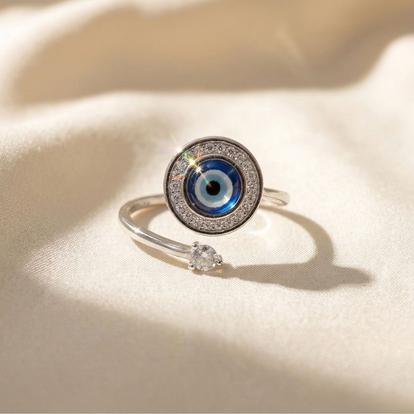 Metallic Evil Eye Fidget Spinner Friendship Gold Plated Ring