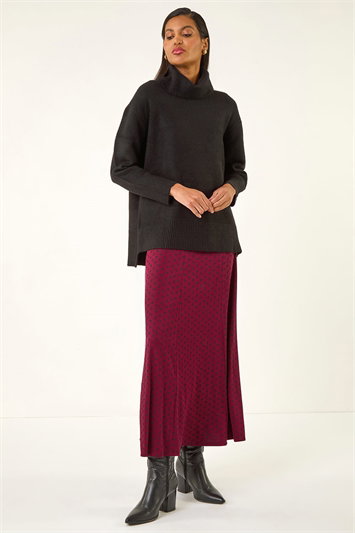 Ditsy Floral Print Stretch Midi Skirt 17069615