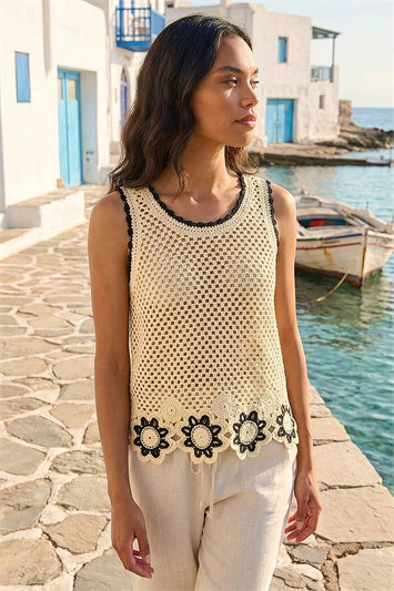 Crochet Floral Knit Vest 16336359