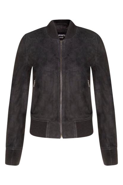 Black Womens Ma-1 Suede Bomber Jacket-Arnhem