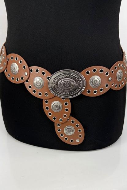 Brown Oval Disc Belt