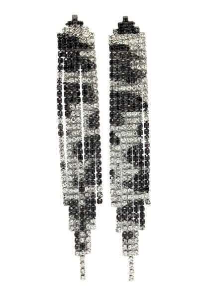 Black Diva Collection Long Fringe Chandelier Earrings