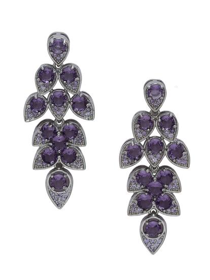 Purple Cluster Vine Drop Earrings