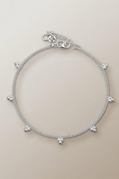 Metallic Sterling Silver Grape Summer Indie Boho Silver Payal Indian Anklet
