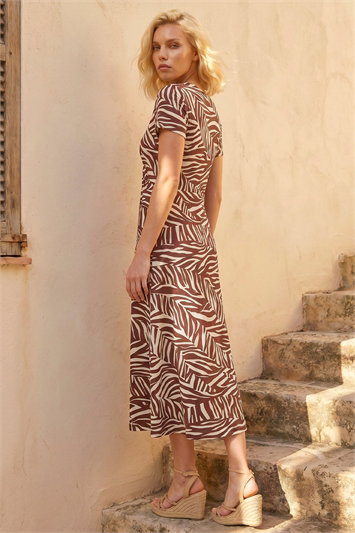Petite Zebra Print Knot Midi Dress 14889319
