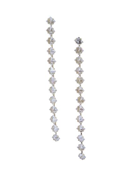 Metallic Crystal Line Drop Earrings
