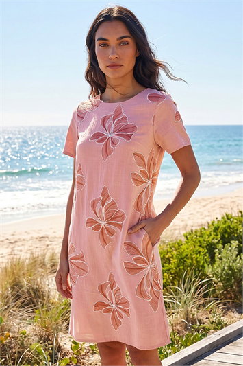 Embroidered Floral Shift Dress 14864572