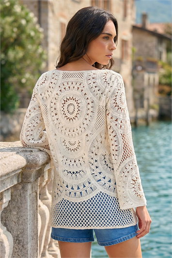 Longline Crochet Knit Tunic 16342438
