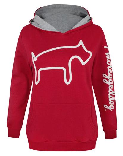 Red Two Legged Dog Puff Print Women's Hoodie