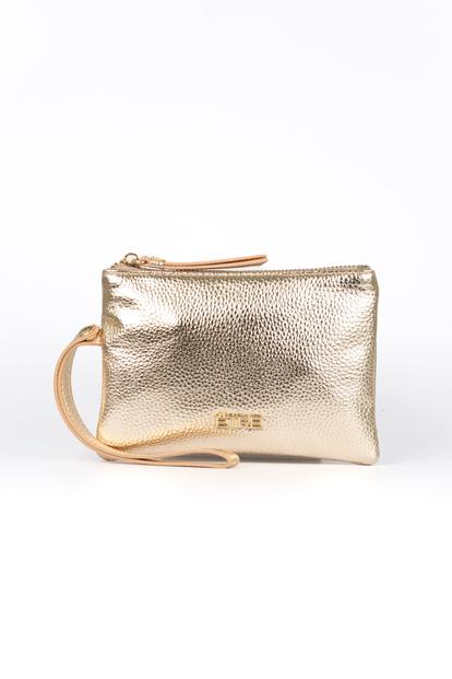 Metallic Metallic Faux Leather Wristlet Purse