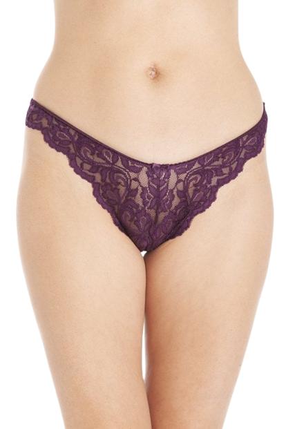 Purple 3 Pack Floral Lace Thongs