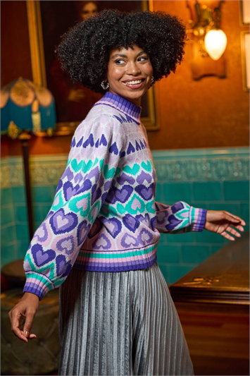 Purple Heart High Neck Knit Jumper