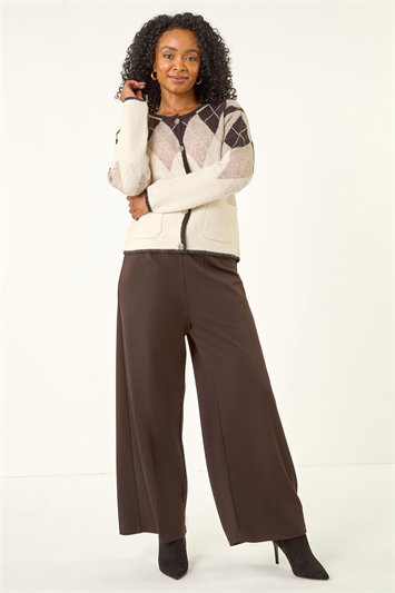 Petite Buttoned Argyle Knit Cardigan 16218059