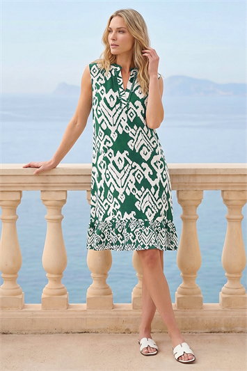 Petite Aztec Frill Hem Dress 14532328