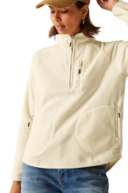 Green Frankie Quarter Zip Fleece Top