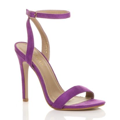 Purple High Heel Ankle Strap Barely There Sandals
